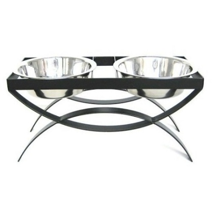 SeeSaw Double Elevated Dog Bowl - Medium/Black