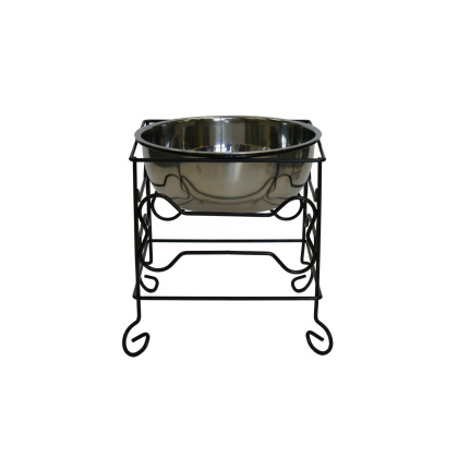 YML Wrought Iron Stand with Single Stainless Steel Feeder Bowl - Large